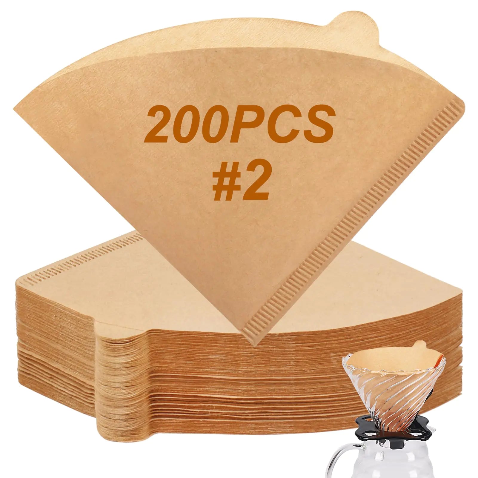 Filtros de café FOREST BREATHING Cone Tamaño 02 Juego de 200 filtros de café naturales sin blanquear Filtros de café desechables Papel para cafetera cafetera de 1-4 tazas